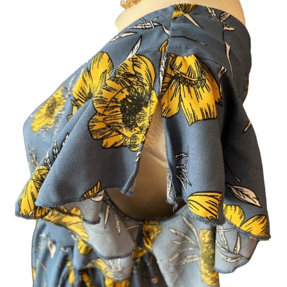 URBAN HERITAGE Dress Size Large Surplice Front V Neck Back Ruffle - Picture 7 of 16